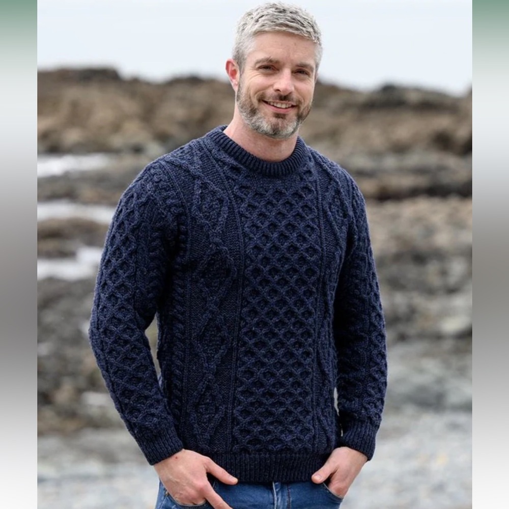 Aran Wool Sweater Navy